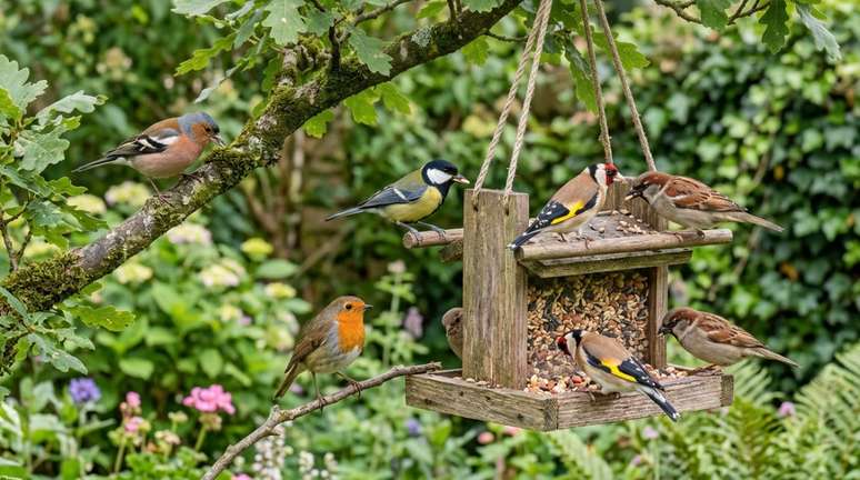 Quais são as aves de jardim mais comuns que frequentam o comedouro de passáros?