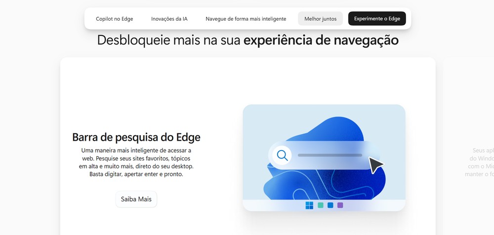 O Microsoft Edge é um navegador nativo e integrado para quem usa Windows — Foto: Reprodução/Erika Martins (captura de tela da página do Microsoft Edge)