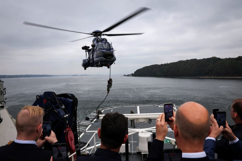 A helicopter takes part in naval exercises at the Baltic Sea Security Summit [FILE: Christian Charisius/Reuters]