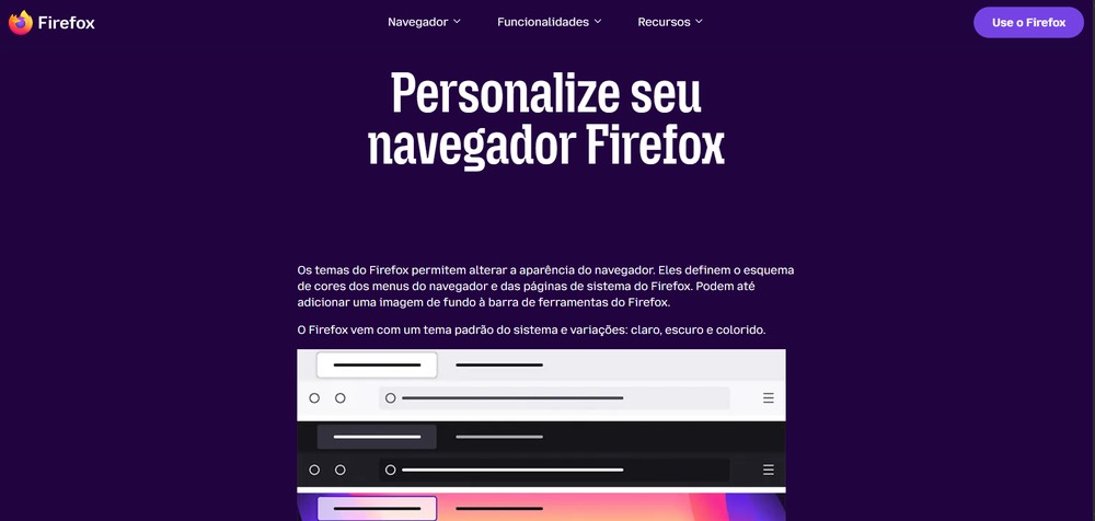 Personalização faz parte das vantagens do navegador Mozilla Firefox — Foto: Reprodução/Erika Martins (captura de tela da página do Mozilla)