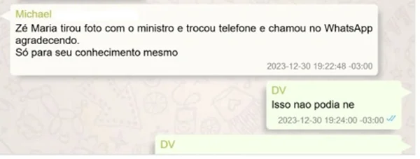 "Evita falar nome, até o meu", alertou Vorcaro a chef de almoço para Moraes