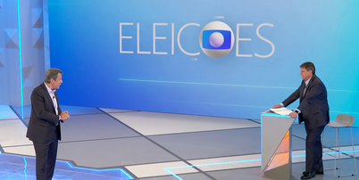 Haddad (PT) e Tarcísio (Republicanos) em debate da TV Globo Foto: Reprodução/TV Globo