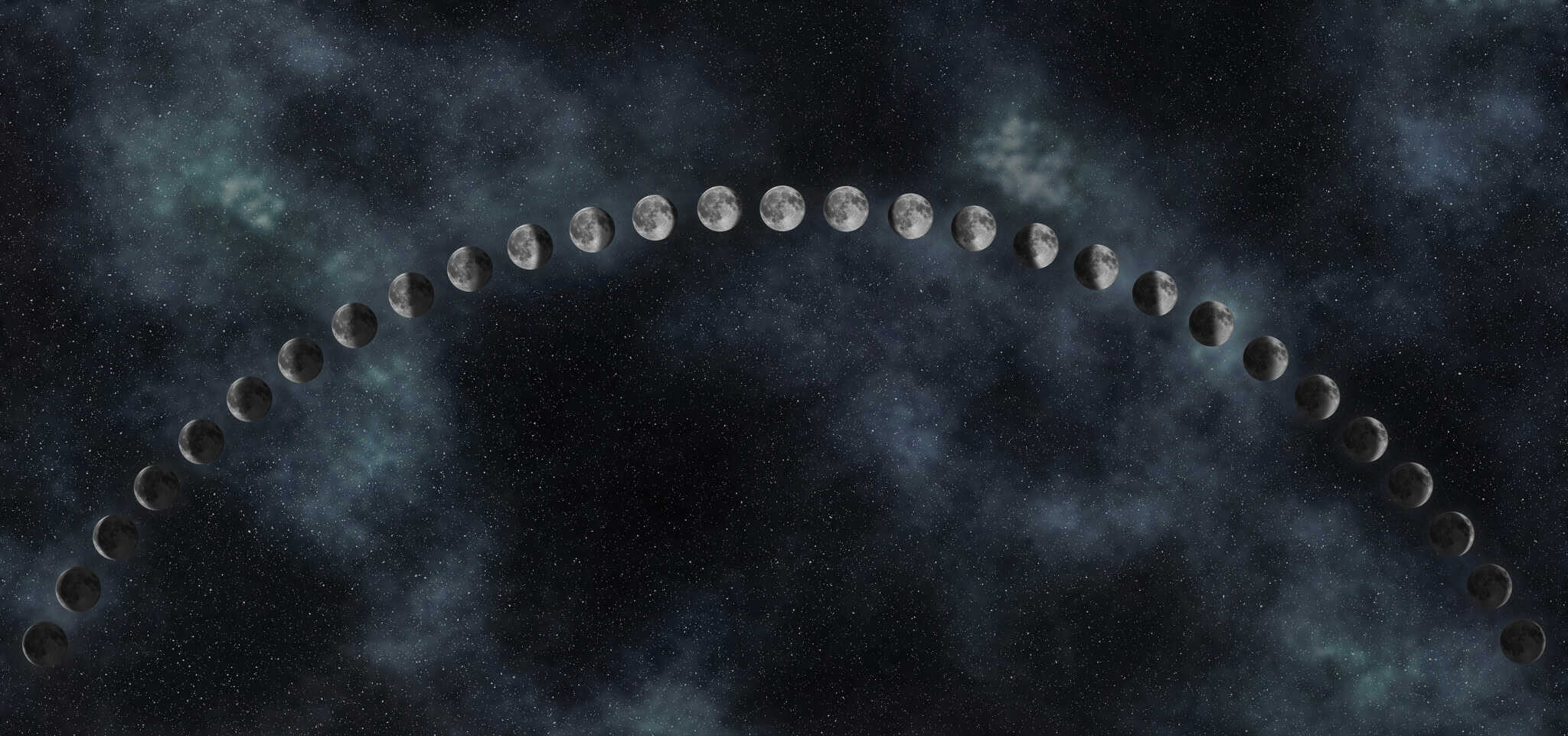 Nova, Crescente, Cheia e Minguante são as quatro fases principais da Lua. – Crédito: Allexxandar – Shutterstock
