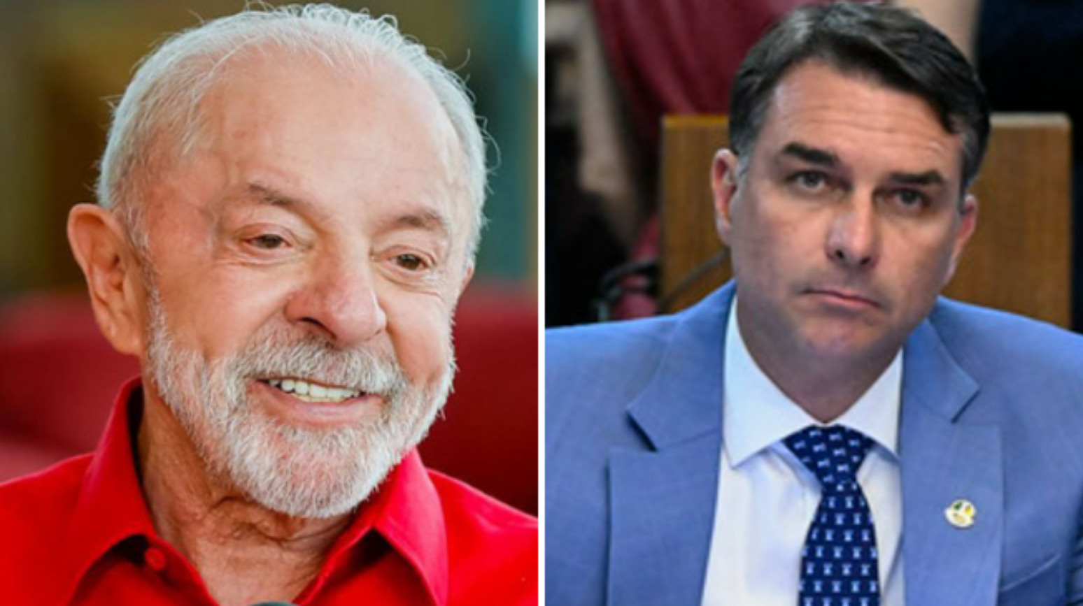 Os candidatos Luiz In&aacute;cio Lula da Silva (PT) e Fl&aacute;vio Bolsonaro (PL)