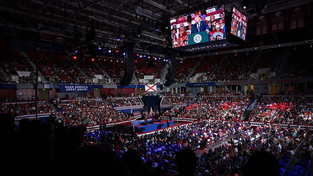 President Donald Trump speaks at a campaign rally in Mobile, Ala., Friday, Oct. 2. 2026.