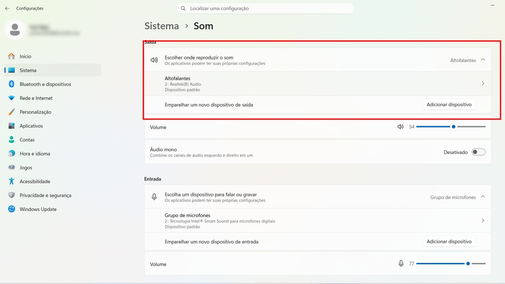Edite a saída de som manualmente — Foto: Reprodução/Yuri Neri