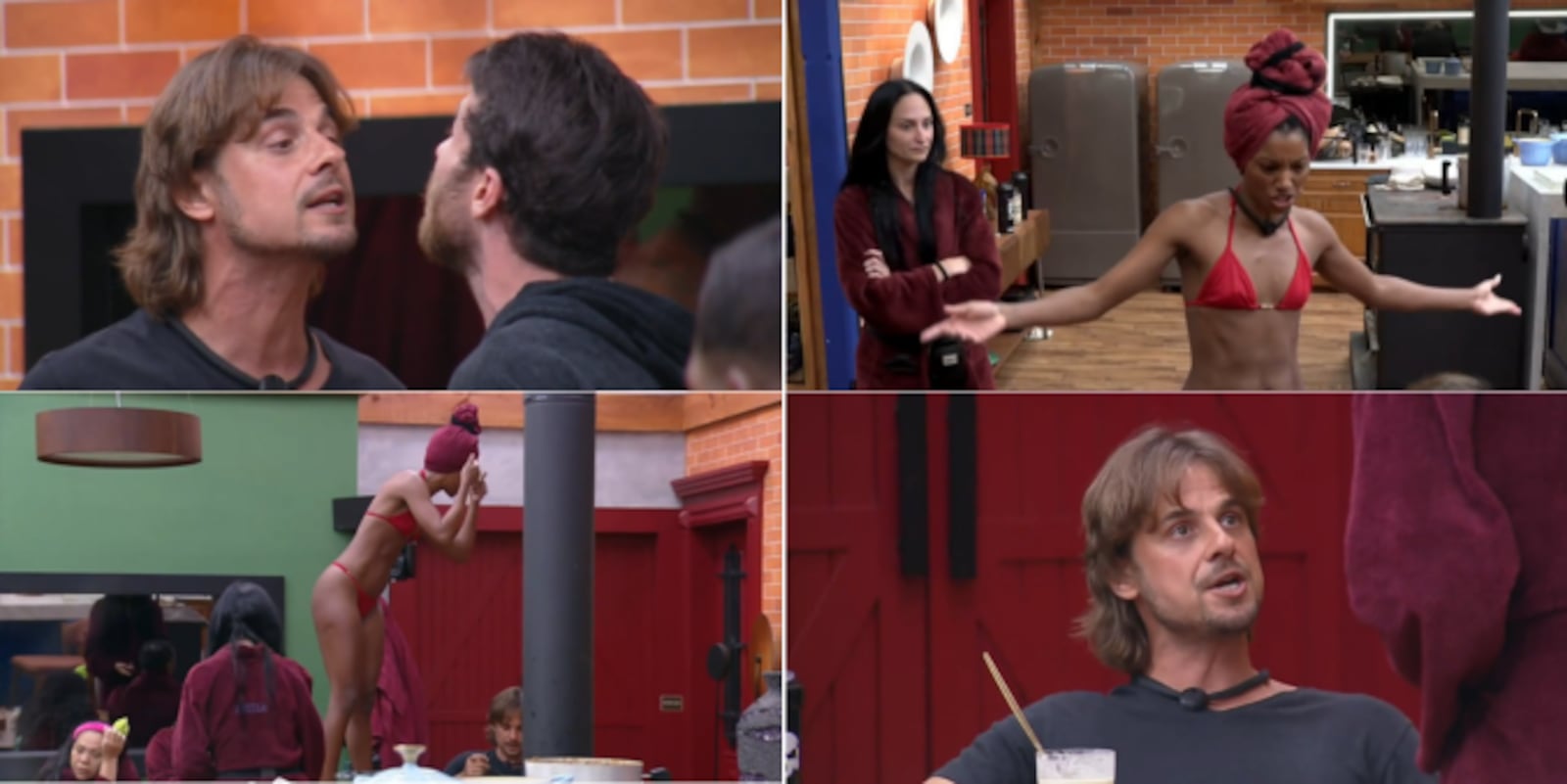 Daniel Erthal, Lucas Bissoli e Tina Calamba se envolveram em treta tripla na sede Reprodução/RecordPlus