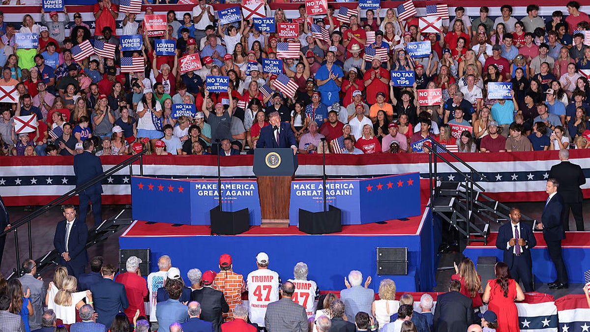 President Donald Trump speaks at a campaign rally in Mobile, Ala., Friday, Oct. 2. 2026.