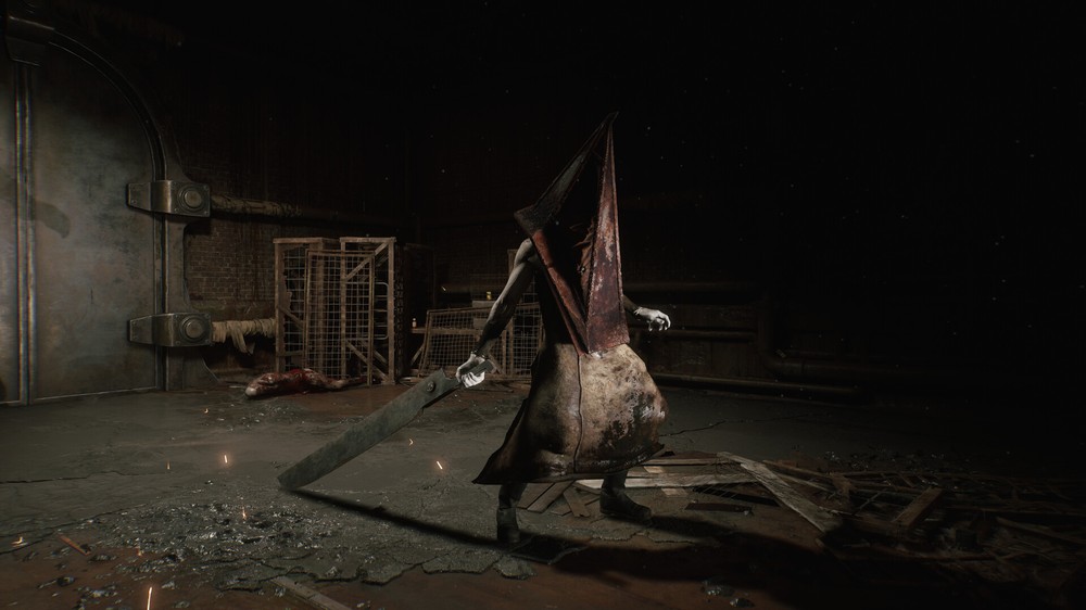 Clássico monstro Pyramid Head de Silent Hill 2 está de volta no remake ainda mais macabro — Foto: Reprodução/Steam