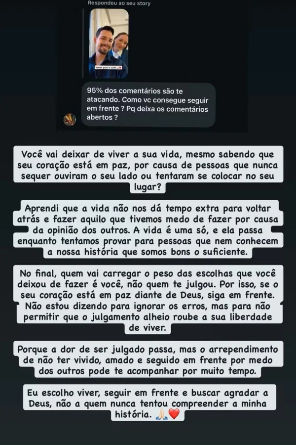 "Eu escolho seguir em frente", diz viúvo de Isabel Veloso sobre críticas